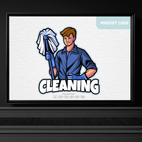 4280 erkek temizlikci logo maskot tasarimi temizlik sirketi maskot tasarimi illustrasyon