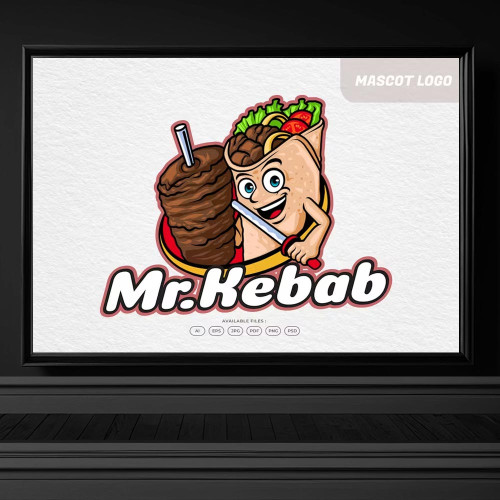 4284 mr kebap kebabci logo maskot tasarimi illustrasyon vektorel cizim ai psd indir