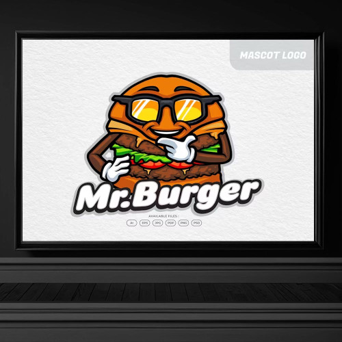 4286 hamburger karikatur logo maskot tasarim illustrasyon indir hamburgerci logo