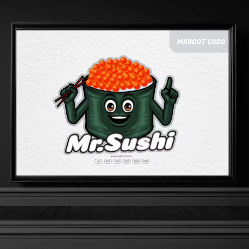 4290 sushi adam karikatur logo maskot illustrasyon cizimi indir sushi logo tasarimi