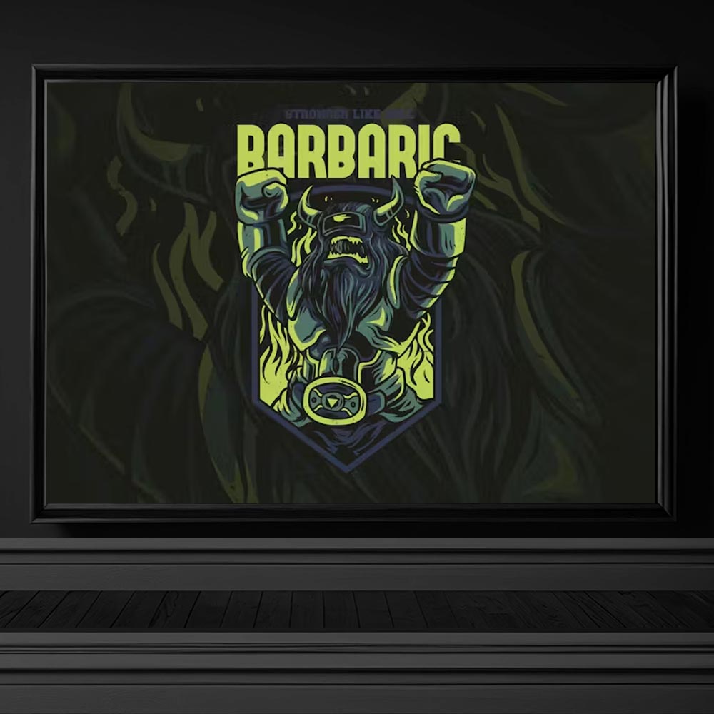 4401 barbar boga buffalo temali tisort baski tasarimi illustrasyon cizim tshir temasi
