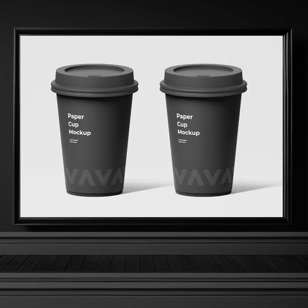 4165 starbucks kahve bardagi tasarimi psd mockup siyah kraft kahve bardagi tasarimi