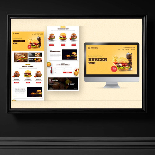 4007 hamburger fastfood icin online alisveris magaza web sitesi tasarim psd indir