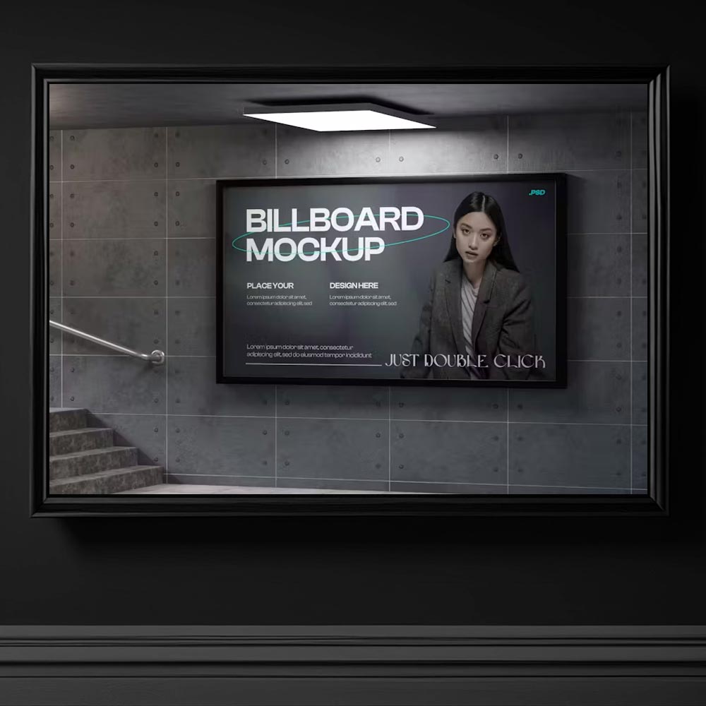 4012 metro cikisi bilboard mockup tasarimi metro giris bilboard tasarimlari psd indir