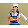 3407 young woman holding paint roller female worker female worker photos hard