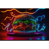 3314 neon isiklar altinda hamburger fotografi hamburger ekmegi buyuk boy