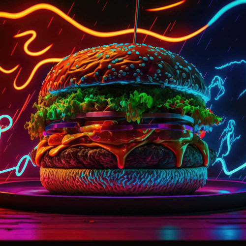 3314 neon isiklar altinda hamburger fotografi hamburger ekmegi buyuk boy