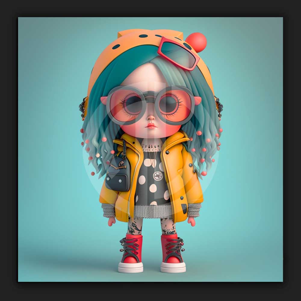 Çocuk animasyon karakteri kız avatar çizim 3D fotoğrafı