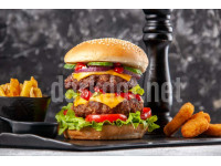 double hamburger fotografi essiz lezzet gurme