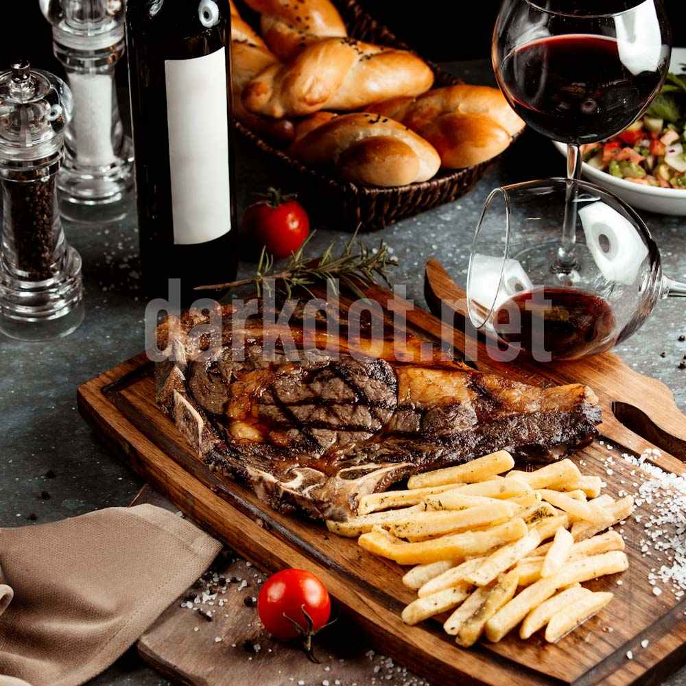 izgara et fotografi tabakta biftek menu