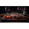 izgara biftek et ve sarap menu fotograf