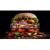 bol etli bol malzemeli hamburger fotograflari