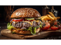 hamburger fotografi sunum tabaginda menu
