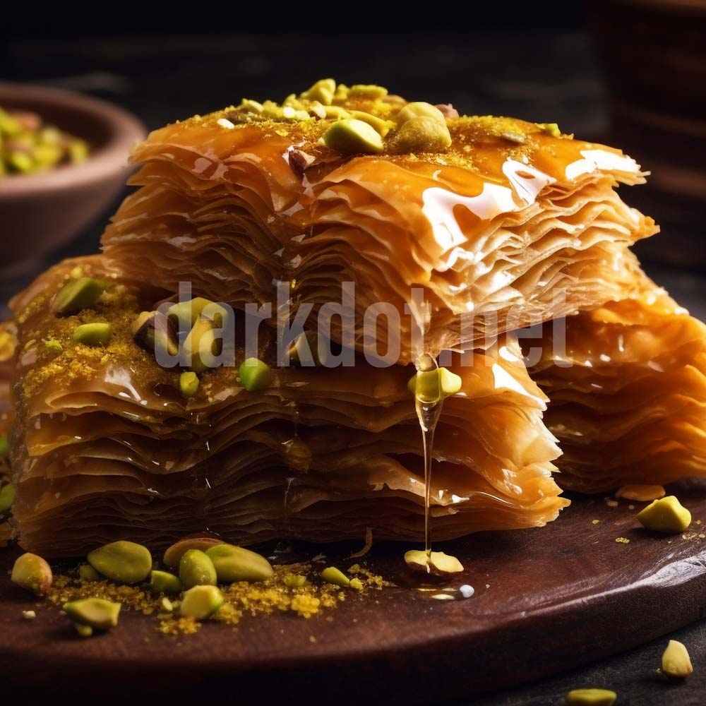 fistikli baklava fotogrflari sunum tabaginda indir