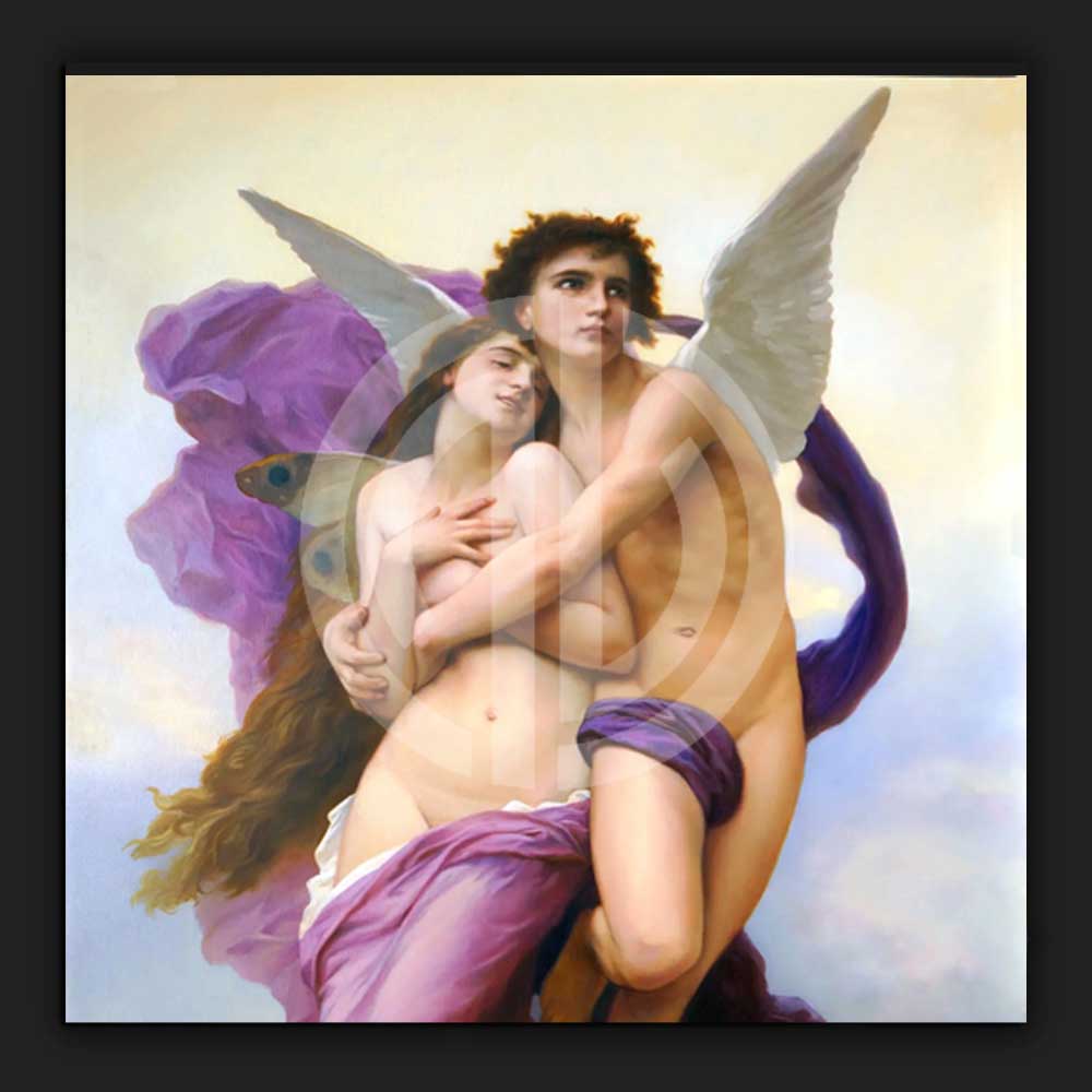 Dişi ve erkek melekler birlikte yağlı boya fotoğraf