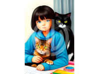 Nft kediler ve çocuklar illustrasyon çizim fotoğrafı
