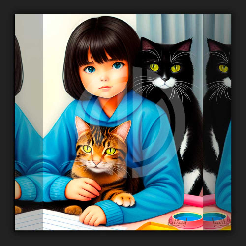 Nft kediler ve çocuklar illustrasyon çizim fotoğrafı