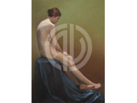 Nü pozu veren çıplak kadın görseli yağlı boya fotoğrafı