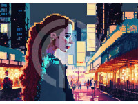 Kadın piksel yağlı boya tablo telifsiz stok görsel
