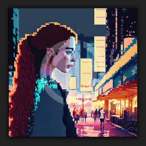 Kadın piksel yağlı boya tablo telifsiz stok görsel