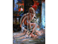 Nft satın al çıplak seksi kadın sandalyede poz nü yağlı boya