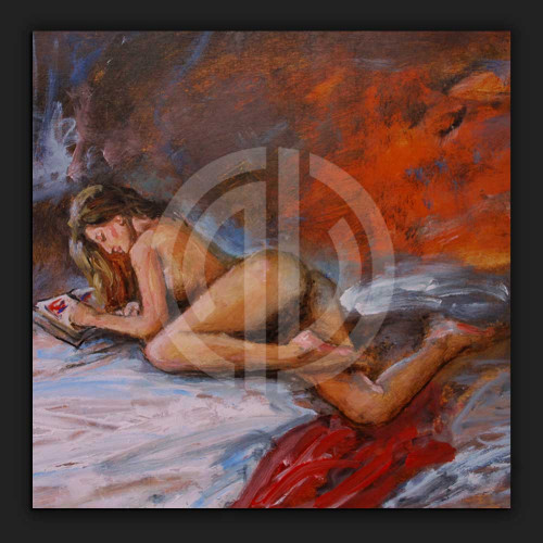 Çıplak kadın uzanmış seksi nü yağlı boya resim görseli