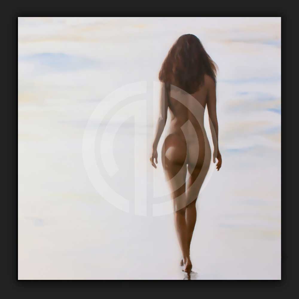 Denize yürüyen kadın çırılçıplak fotoğraf yağlı boya