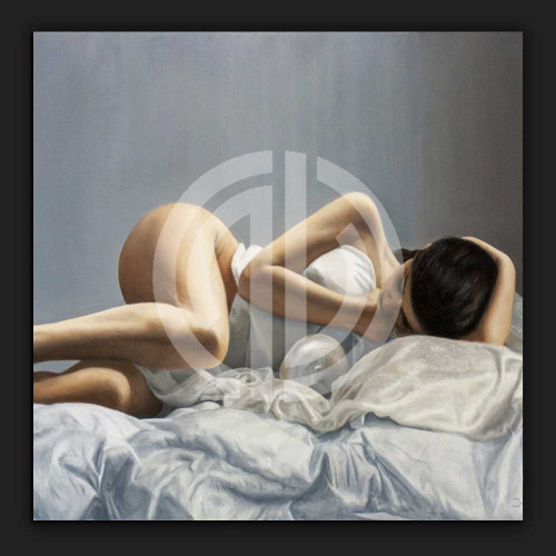 Seksi kadın fotoğrafı yalnız başına yatakta görsel