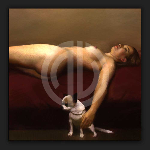 Çıplak kadın köpekle yatakta fotoğraf seksi görsel