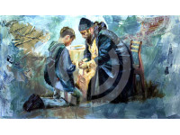 Adam ve çocuk fotoğrafı yağlı boya telifsiz nft