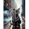 Kızgın kedi fotoğrafı cadde yapay zeka photoshop