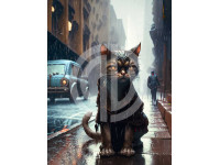 Kızgın kedi fotoğrafı cadde yapay zeka photoshop