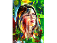 Kadın portre fotoğrafı guaj yağlı boya tema
