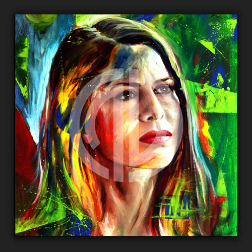 Kadın portre fotoğrafı guaj yağlı boya tema