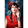 Güzel kadın portresi fotoğraf kimono giymiş