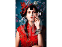 Güzel kadın portresi fotoğraf kimono giymiş
