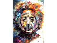 Albert Einstein yağlı boya portre fotoğraf bilimsel illustrasyon