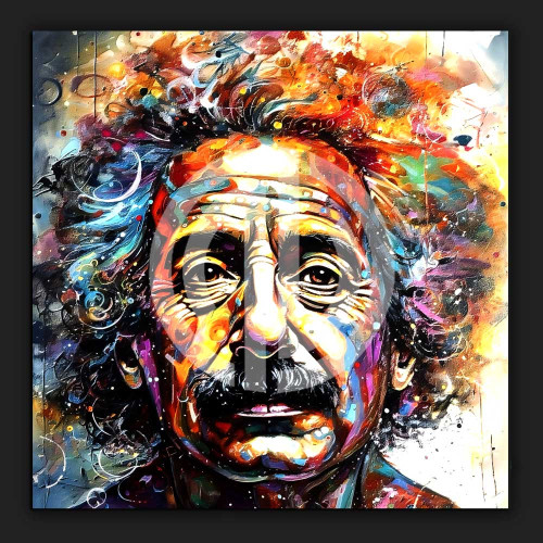 Albert Einstein yağlı boya portre fotoğraf bilimsel illustrasyon