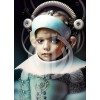 Kız çocuk fotoğrafı futuristik gelecek bilim kurgu