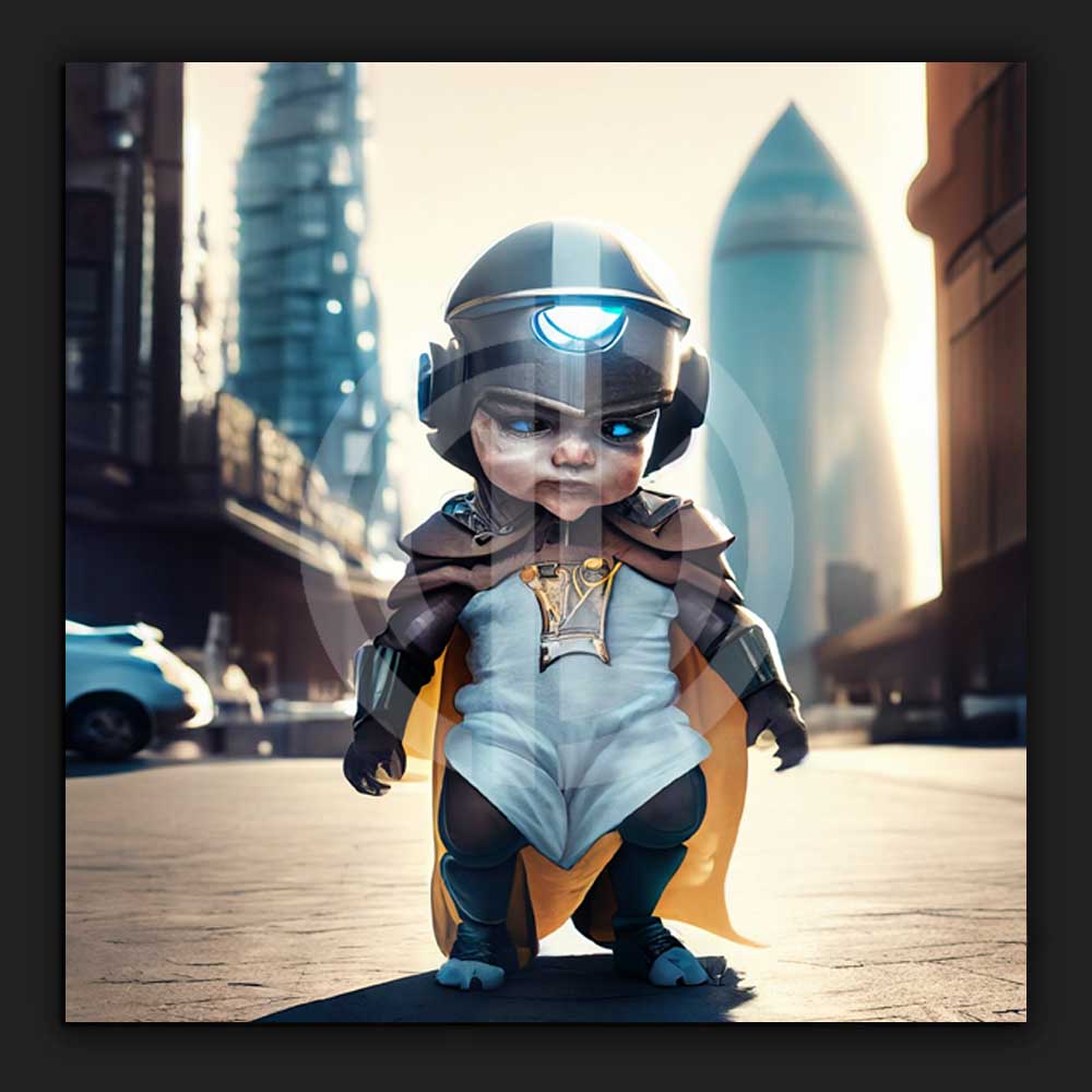 Erkek çocuk futuristik fotoğraf avatar 3D