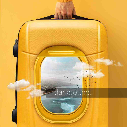 Sari bavul valiz tatil fotografi