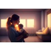 Anne kucaginda bebek fotografi gunesli oda