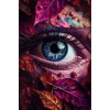 Renkli yapraklar arasinda mavi goz fotografi