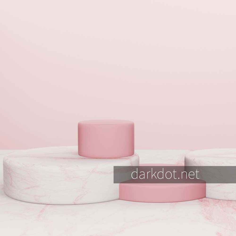 pembe mermer temali kozmetik urun podyum