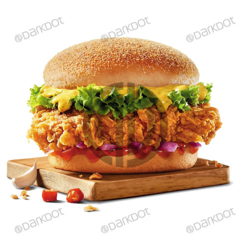 Double Chicken Burger Fotoğrafı 