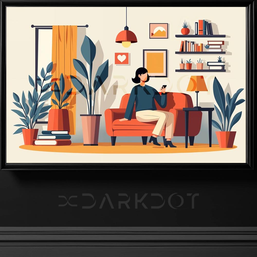 evde vakit geciren kadin ev hanimi kadin illustrasyon cizim fotograf