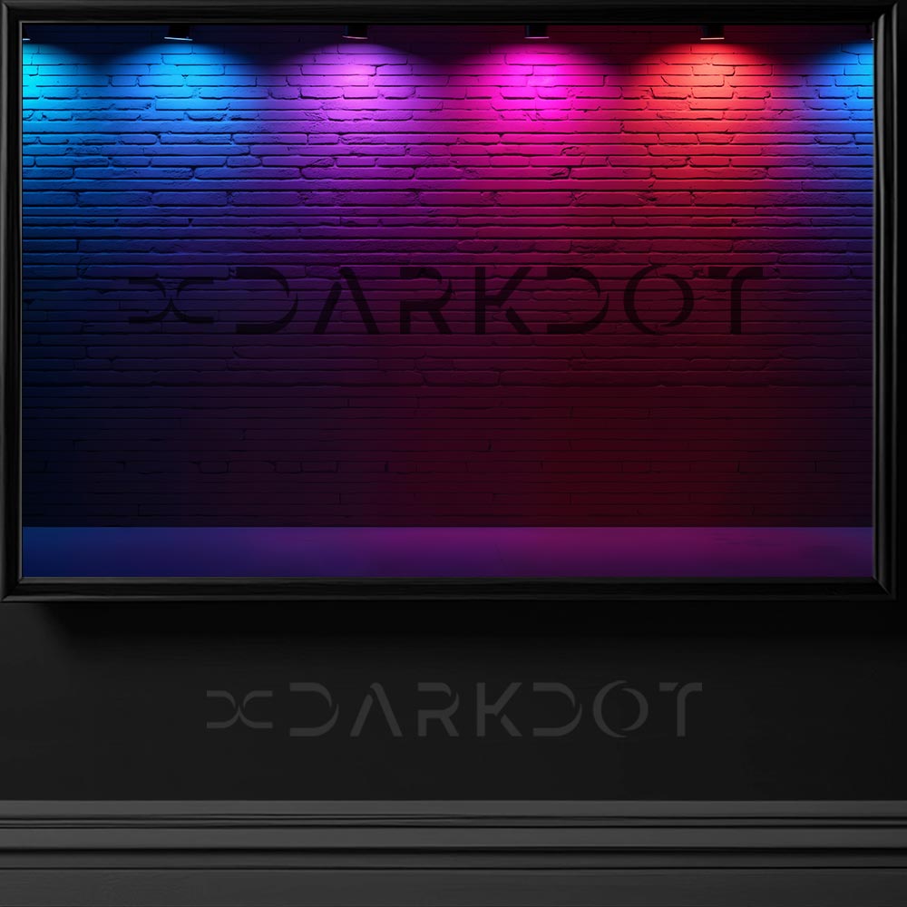 mavi kirmizi neon isikli duvar tugla ormeli duvar fotograflari wallpaper duvar kagidi