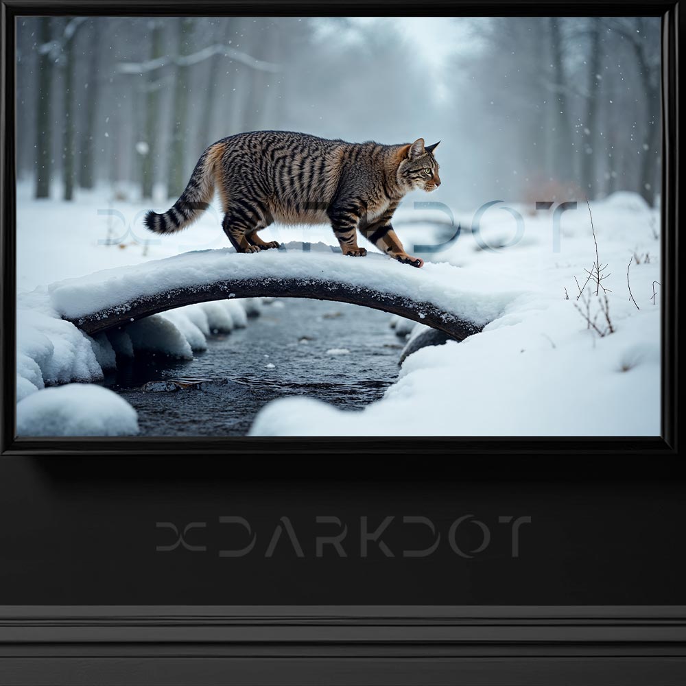 sisman kedi fotografi karda yuruyen sarman kedi buyuk sarman tekir kedir fotografi
