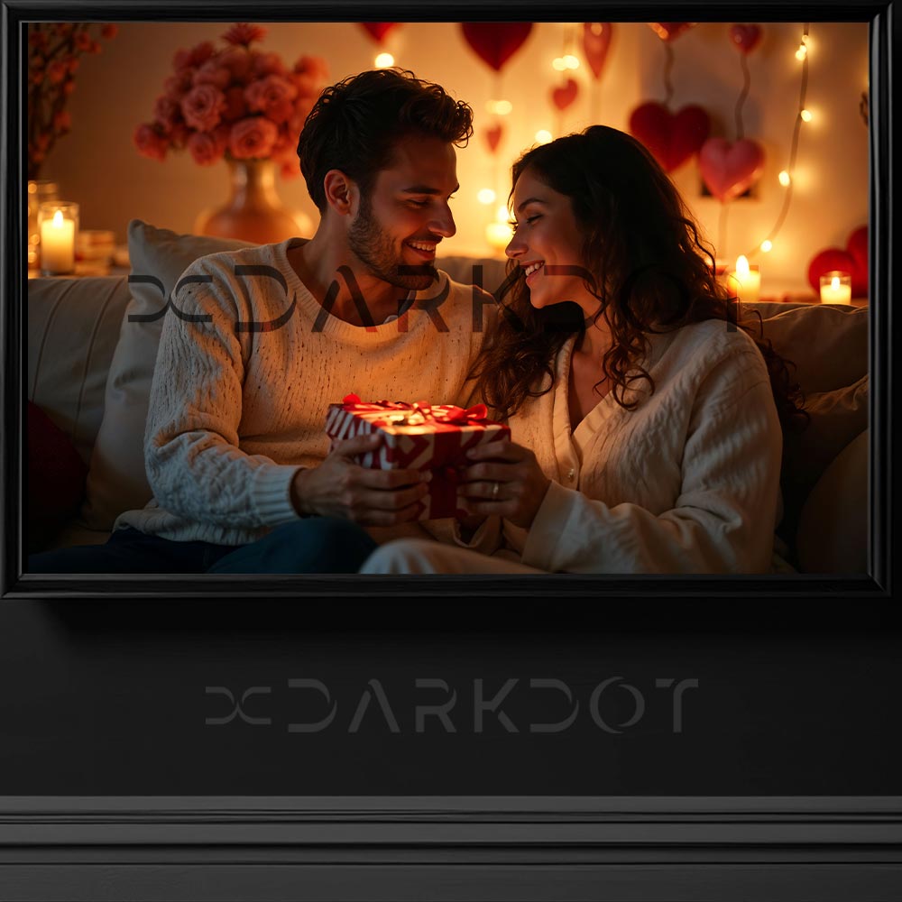 sevgililer gunu fotograflari birbirine hediye veren mutlu genc sevgili cift