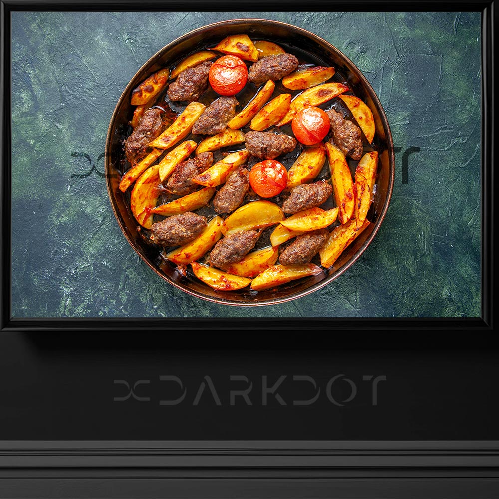 firinda kuru kofte fotografi kuru kofte ve patates firinda patates kofte resimleri